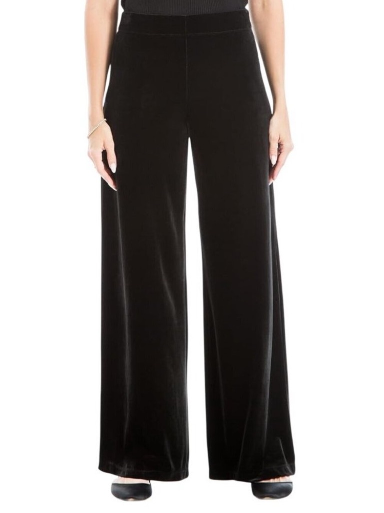 Max Studio Black Wide-Leg Velvet Pants